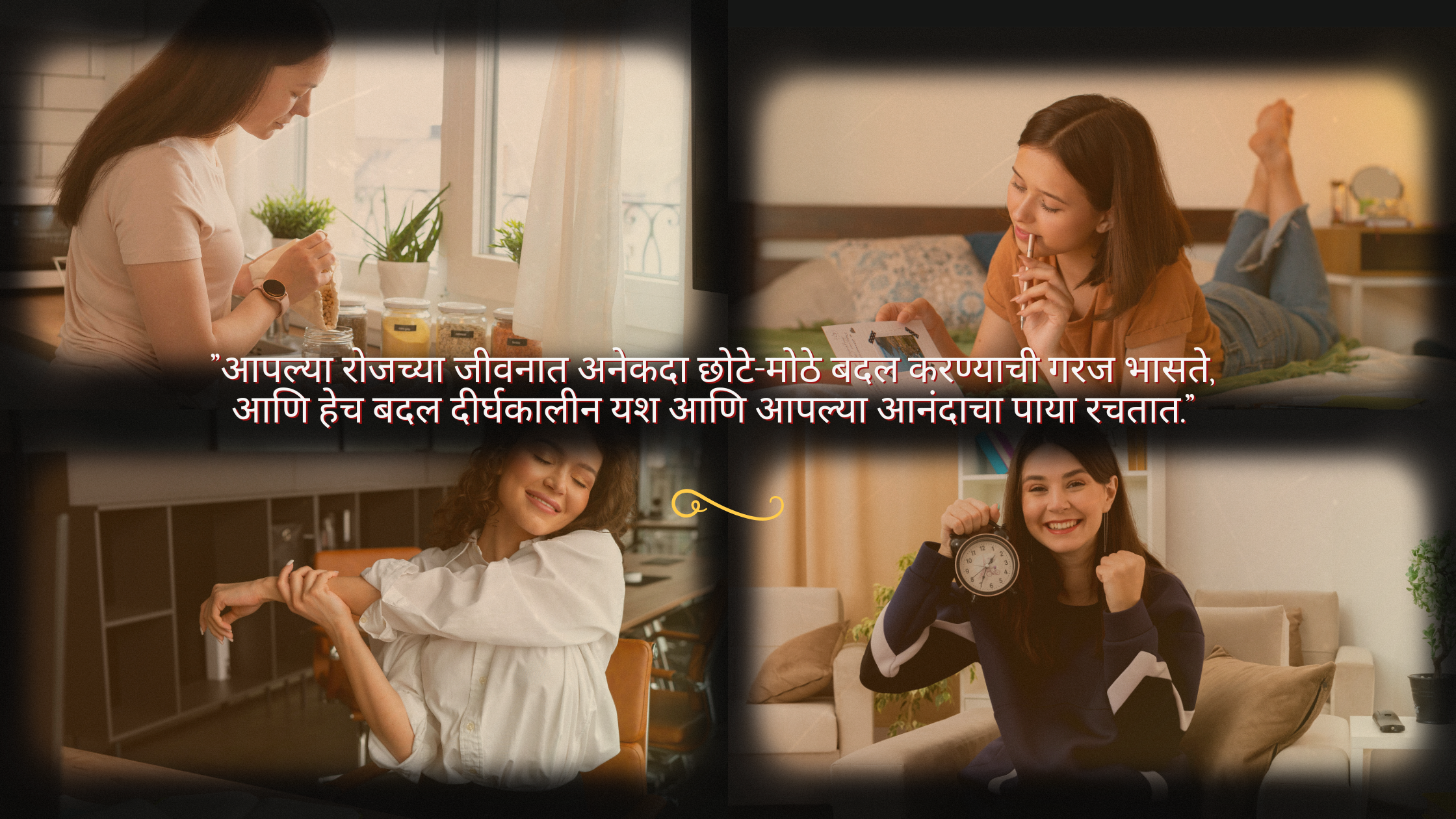 “आपल्या रोजच्या जीवनात अनेकदा छोटे-मोठे बदल करण्याची गरज भासते, आणि हेच बदल दीर्घकालीन यश आणि आपल्या आनंदाचा पाया रचतात.”