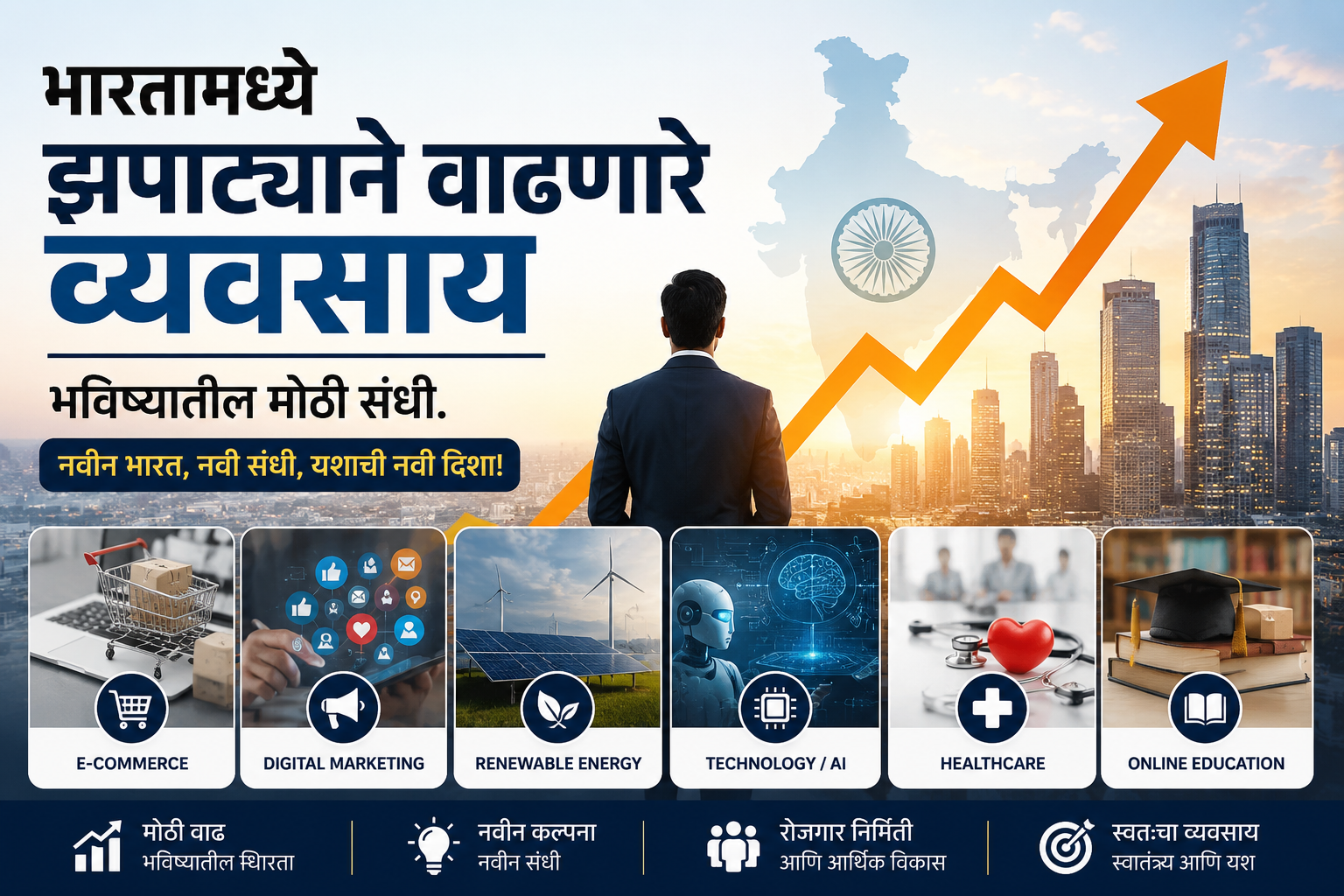 भारतामध्ये झपाट्याने वाढणारे व्यवसाय – भविष्यातील मोठी संधी. New buisness startup ideas in India.