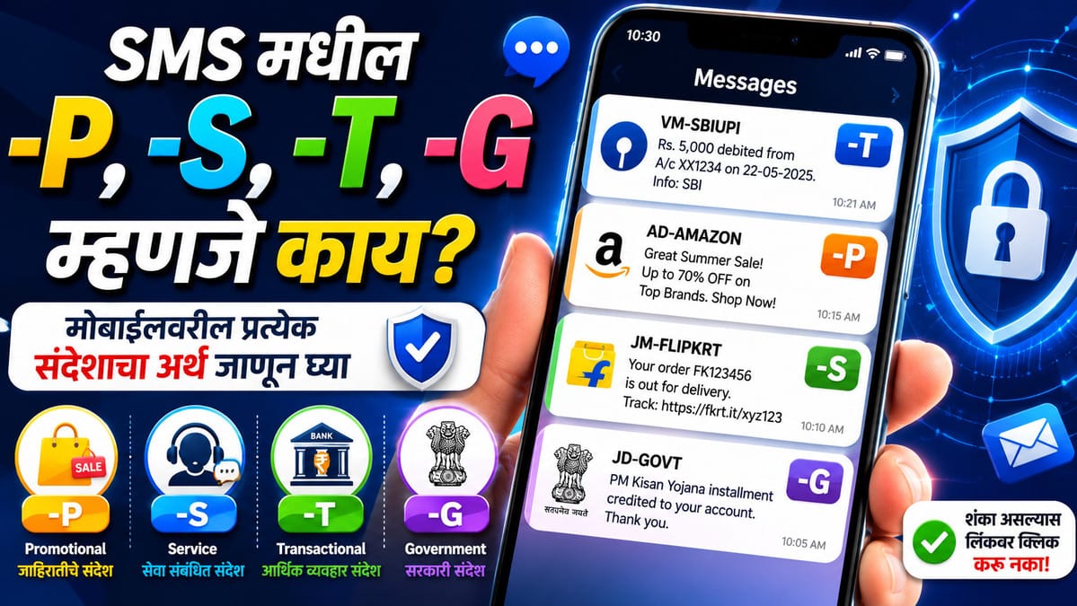 बँक, सरकारी आणि जाहिरातीचे SMS कसे ओळखाल? SMS मध्ये -P -S -T -G म्हणजे काय?