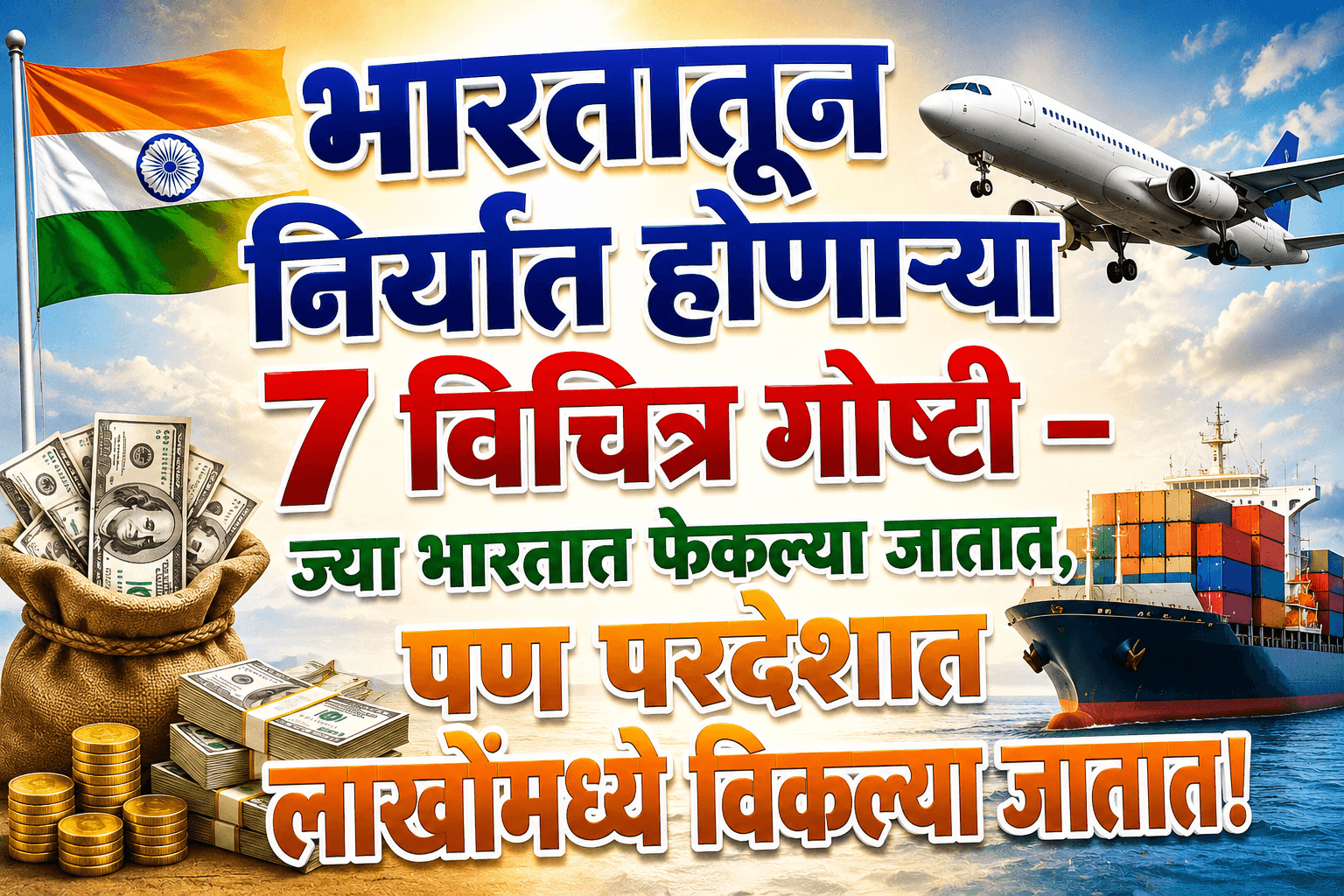 भारतातून निर्यात होणाऱ्या ७ गोष्टी – ज्या भारतात फेकल्या जातात, पण परदेशात लाखोंमध्ये विकल्या जातात! Indian Export Product For Small Scale Business.
