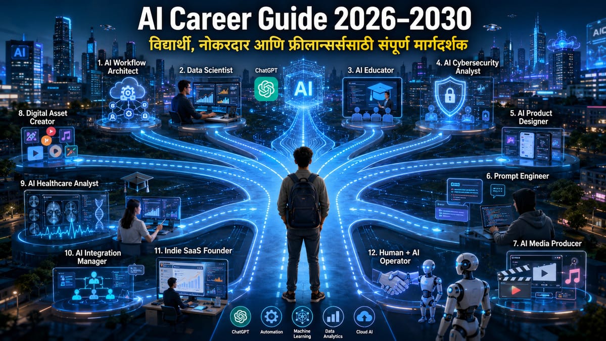 AI Career Opportunities 2026–2030: AI मधील 15 करिअर पर्याय, Skills आणि सुरुवात कशी करावी?