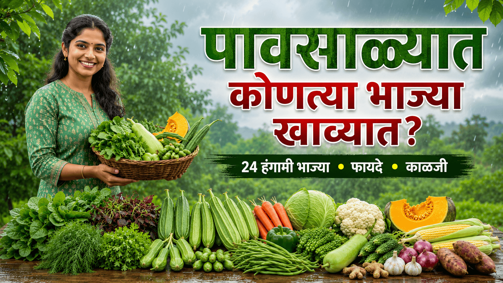 पावसाळ्यात कोणत्या भाज्या खाव्यात? 24 पौष्टिक भाज्या, फायदे आणि महत्त्वाच्या काळजीच्या टिप्स